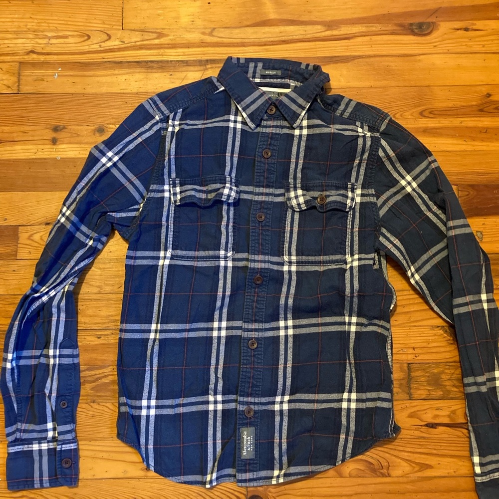 Abercrombie and Fitch Blue Plaid Flannel